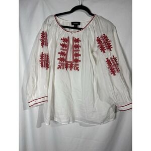 Karen Kane XL Women's Top Red & White 3/4th sleeve BoHo